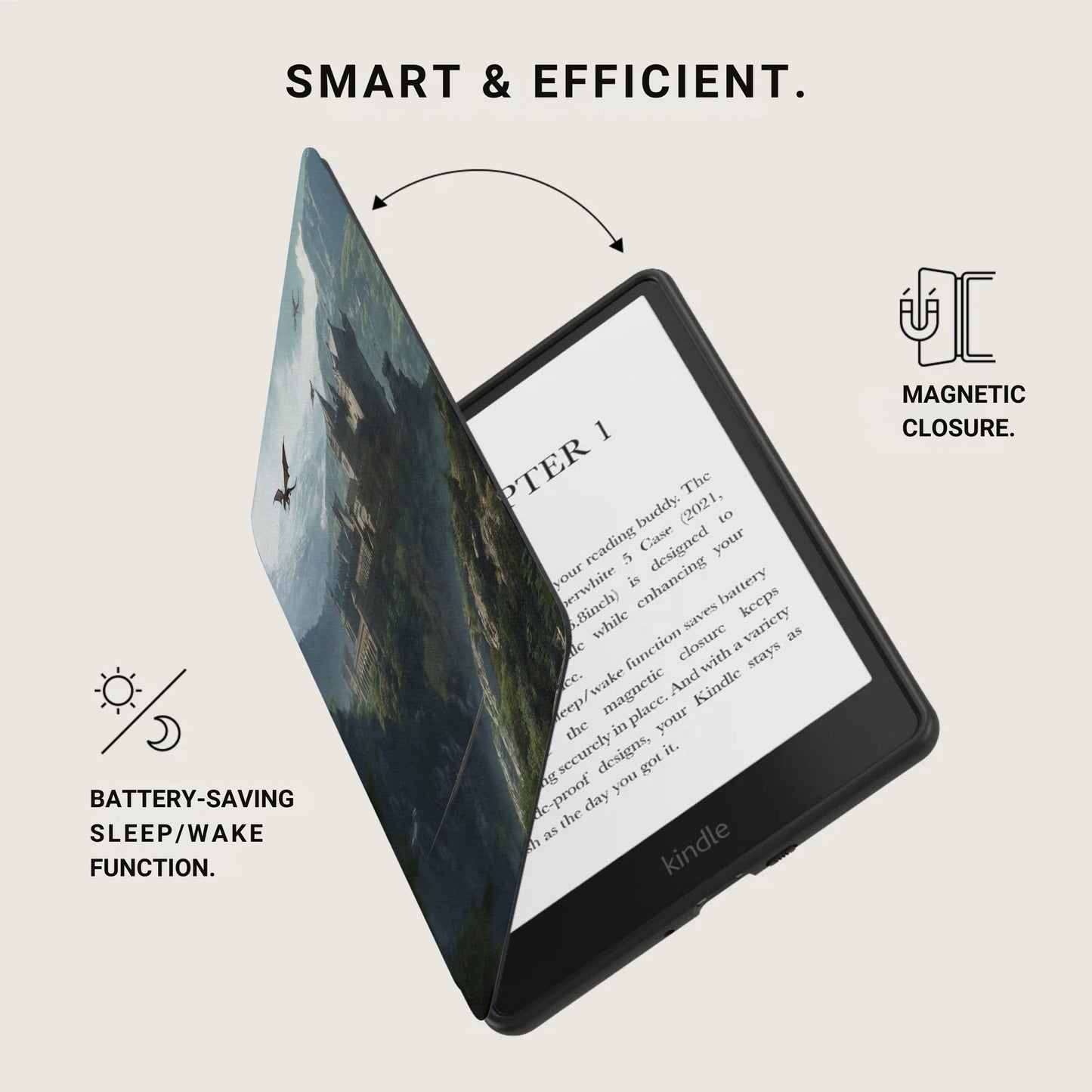 Smart & Efficient Magnetic Closure Sleep Wake Kindle Case product type