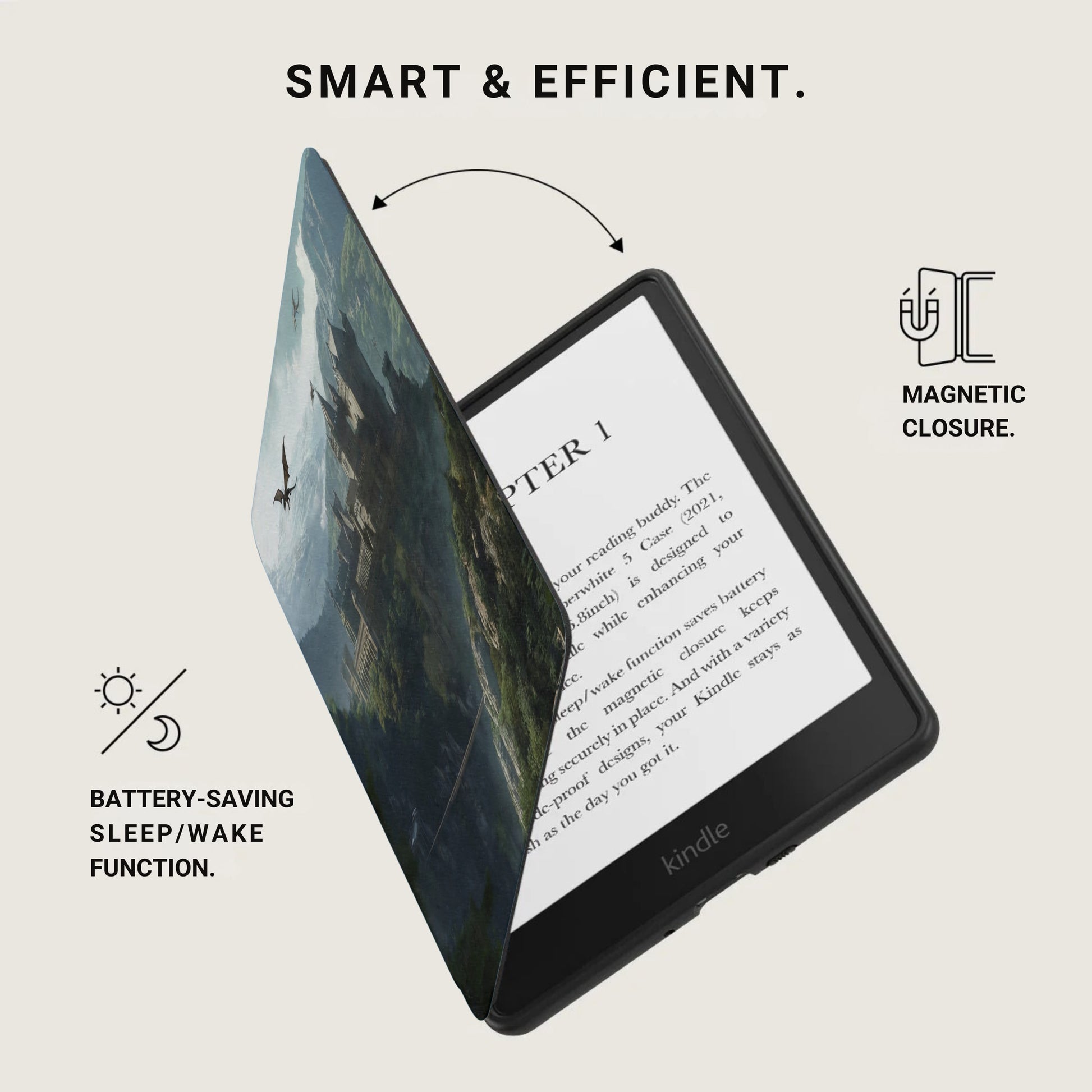 Smart & Efficient Magnetic Closure Sleep Wake Kindle Case product type