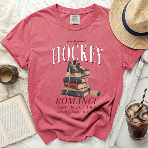 Book Boyfriends Hockey Romance Spicy Reads Tee in Crunchberry