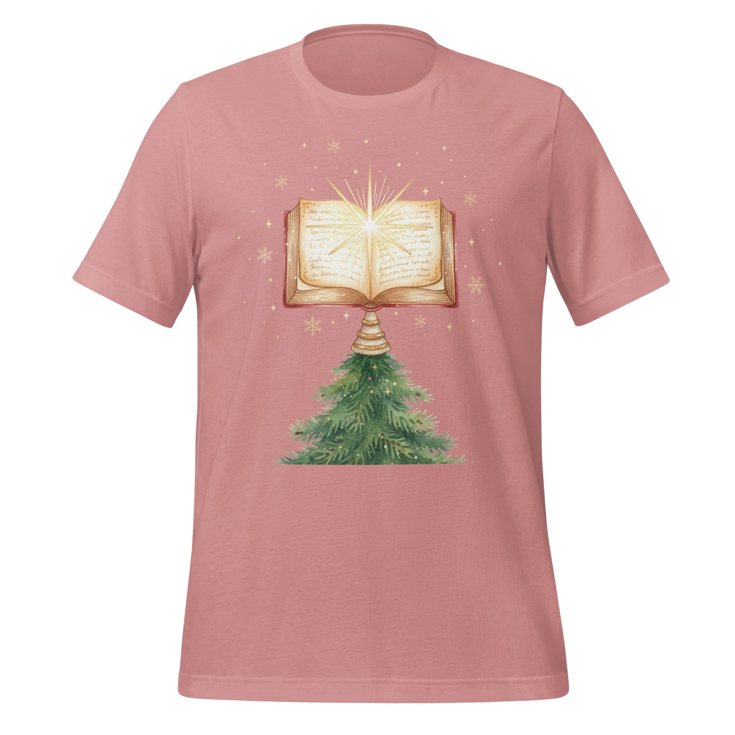 Festive Christmas Tree and Book Graphic Tee product