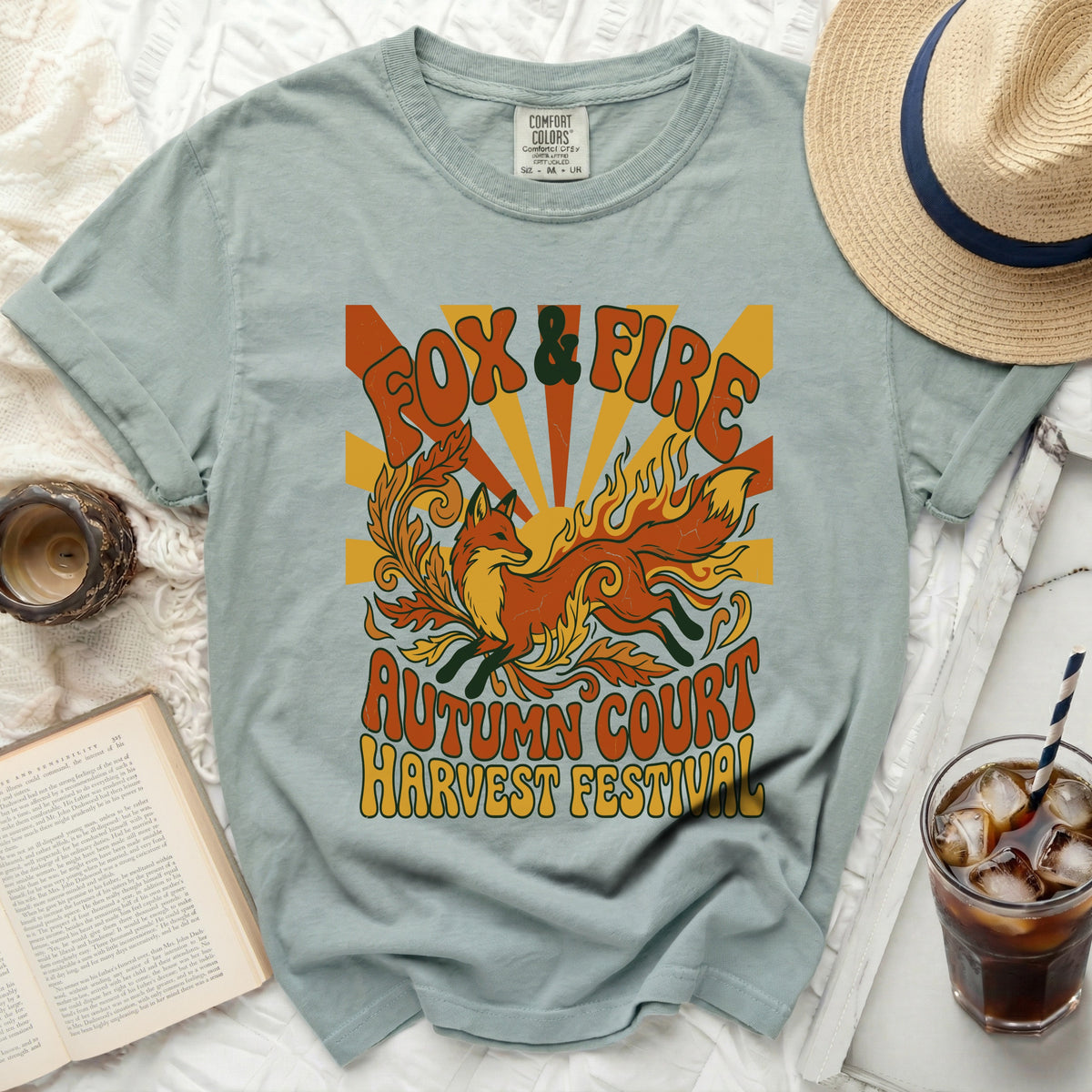 Fox and Fire Autumn Court Harvest Festival t-shirt design.