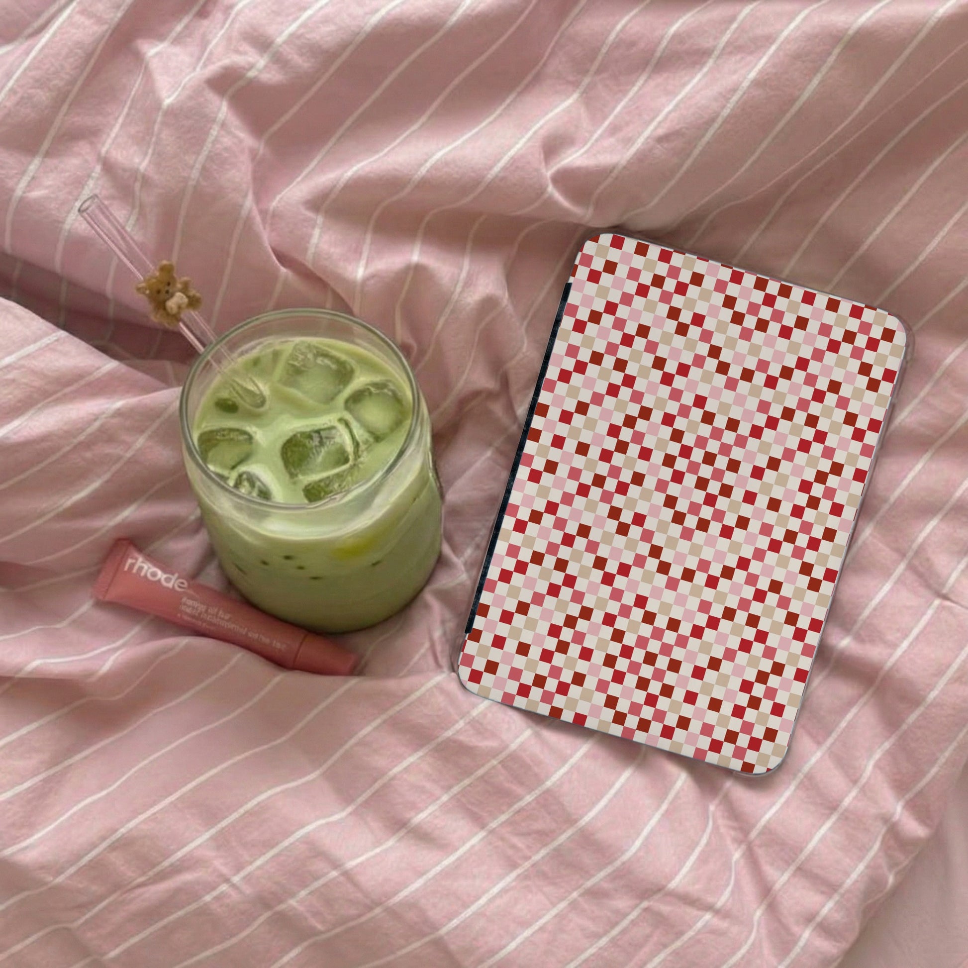 Pixelated Red White Pattern Design Tablet Case