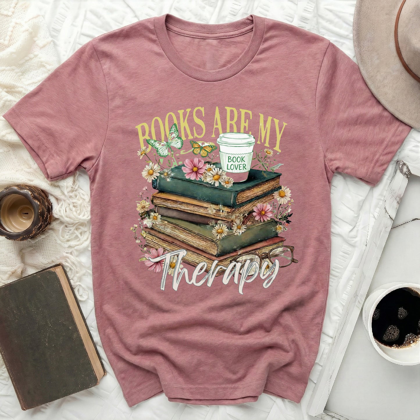 Books Are My Therapy Graphic Tee Book Lover Shirt