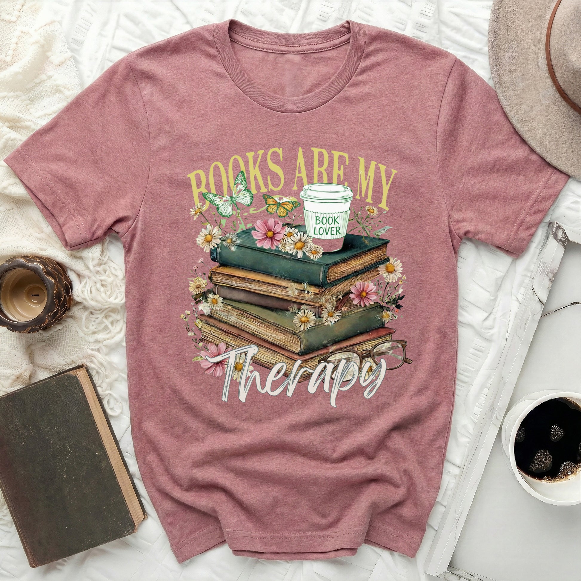Books Are My Therapy Graphic Tee Book Lover Shirt