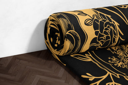 Elegant Floral Black and Gold Rug for Stylish Home Decor