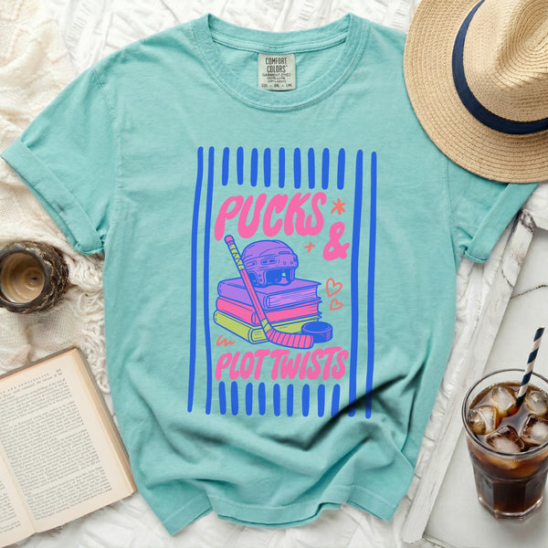 Pucks & Plot Twists Reading Nook Tee in Island Reef