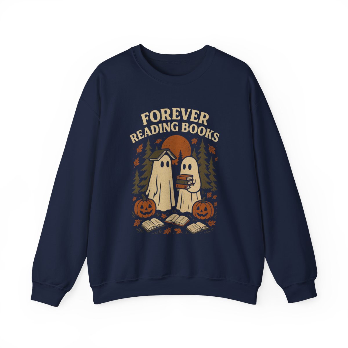 Forever Reading Books with Ghosts Halloween Sweatshirt