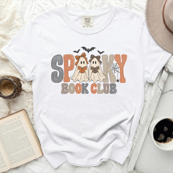 Spooky Book Club Coffee Tee in White
