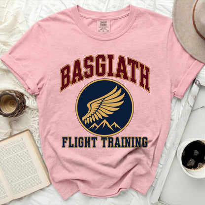 BASGIATH Flight Training t-shirt with wings and mountains logo.