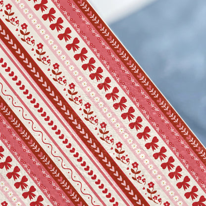 Red and Pink Floral Heart Ribbon Pattern product