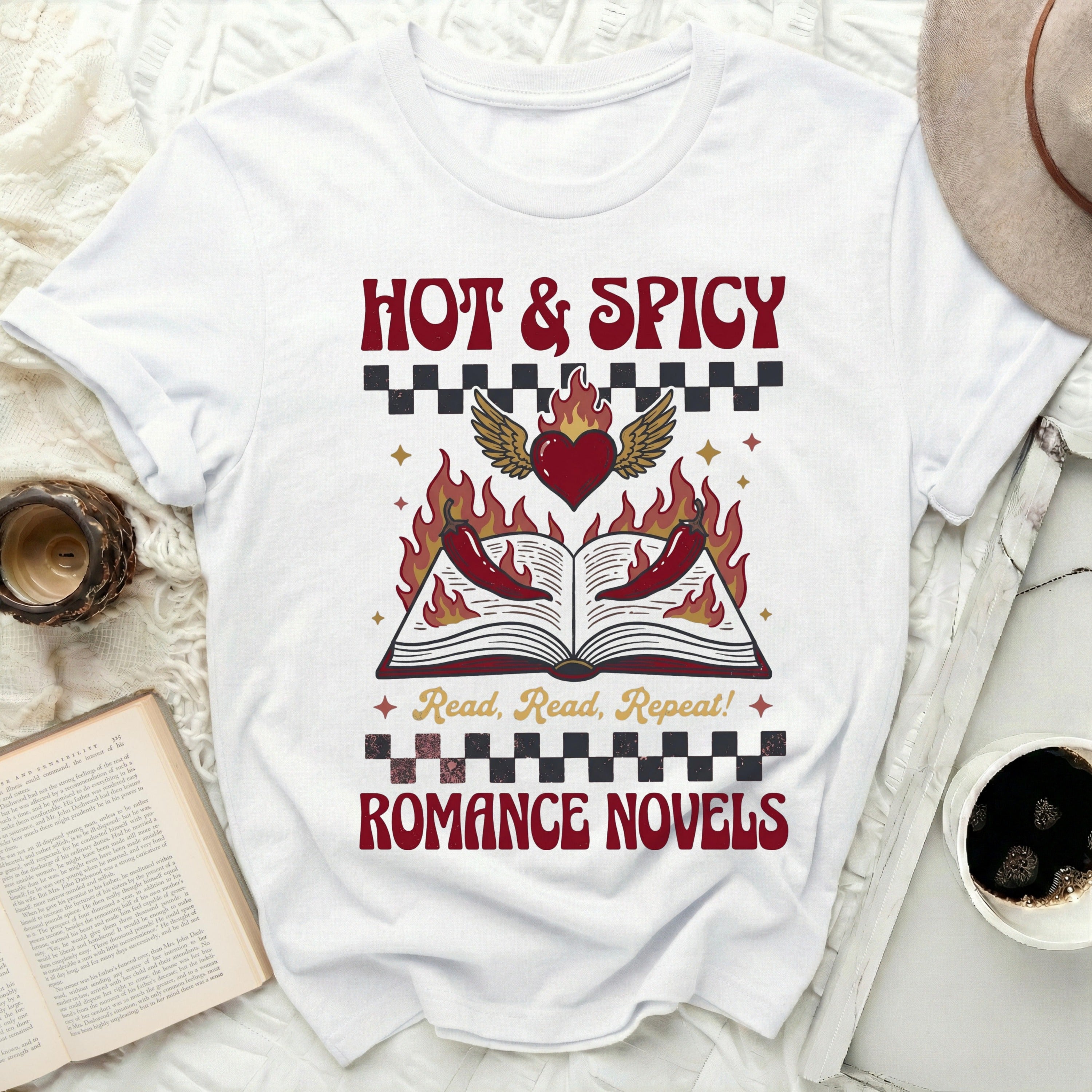 Hot & Spicy Romance Novels Book Lover Reading product type
Hot Spicy
Romance Novels
Book Lover
Reading Life
Reader Gift
Bookish Shirt
Spicy Book
Heart Wings
Chili Peppers
Open Book
Read Repeat
Novel Reader
Book Worm
Literary Fan
Cozy Reading
Book Club
Fiction Lover
Gift for Reader
Graphic Design
Reading Aesthetic