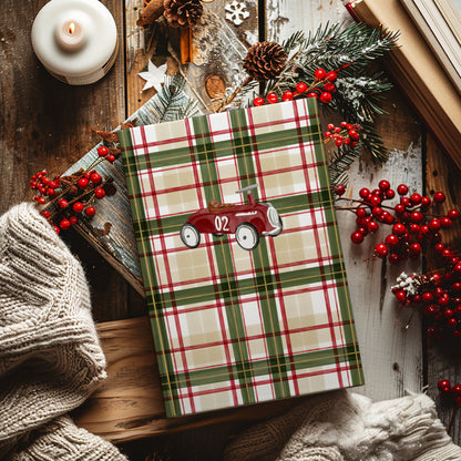 Vintage Toy Car on Plaid Pattern Holiday Journal