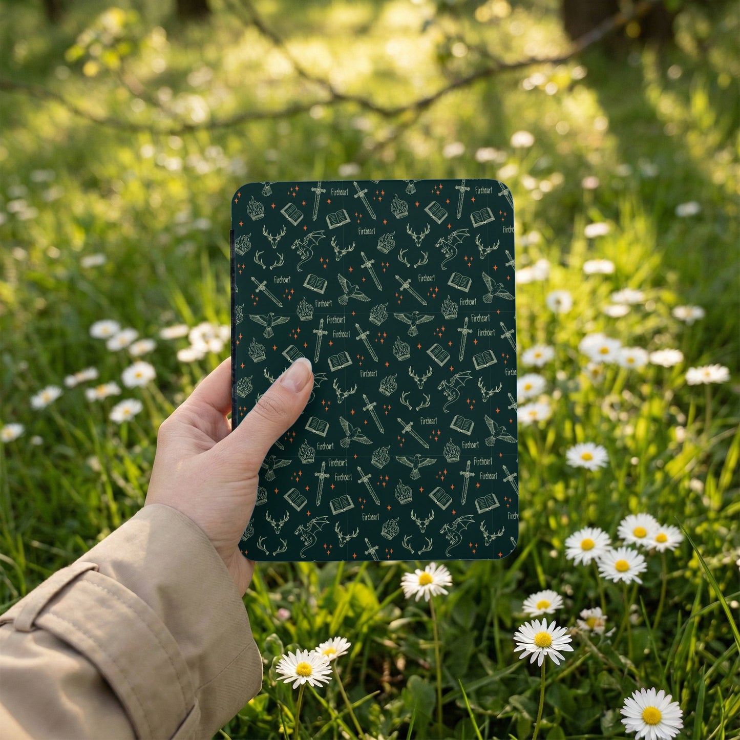 Fireheart Pattern Dragon Sword Antler Book Dark Green product type