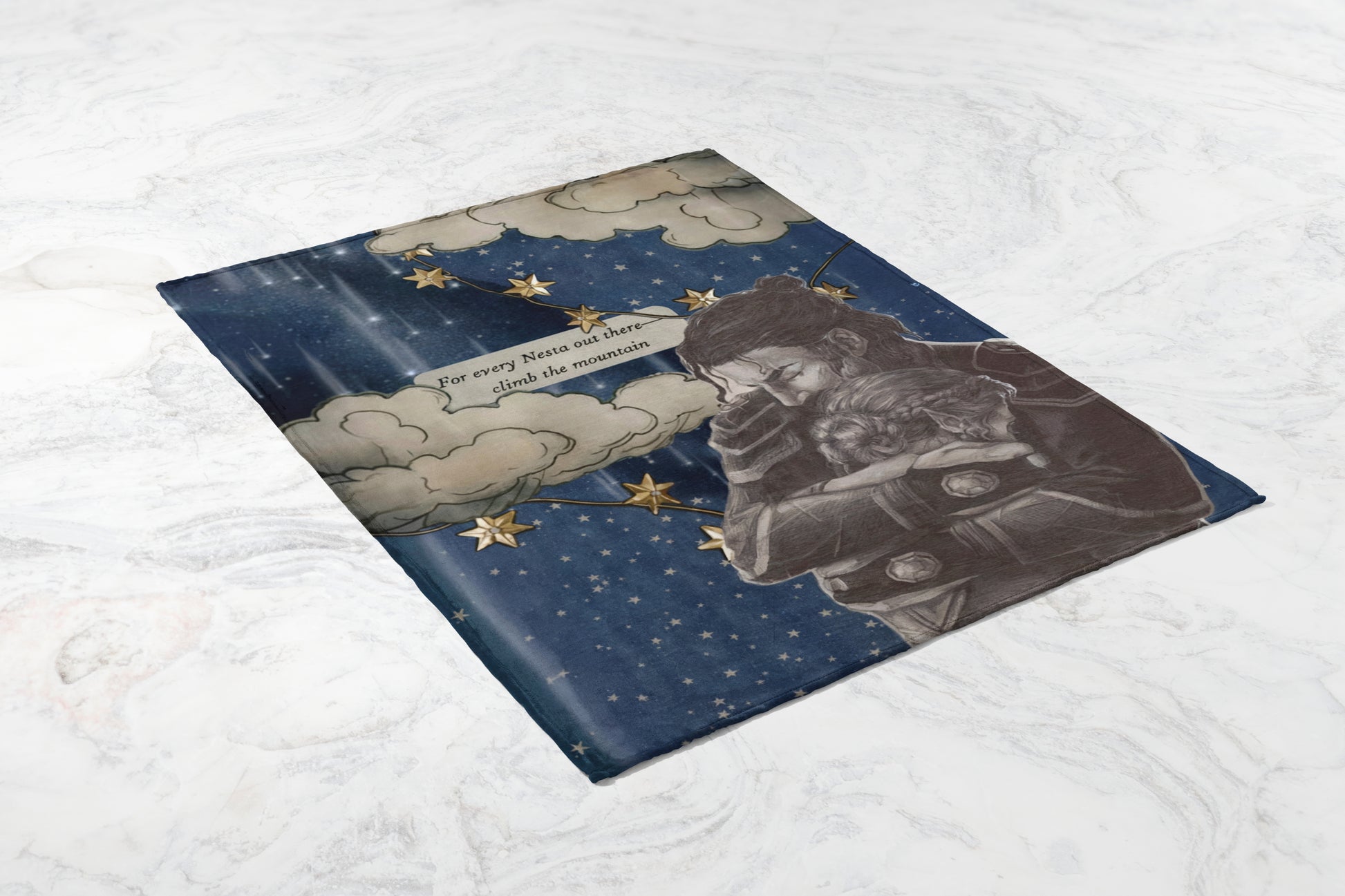 Starry Illustration Art with Text Blanket Product