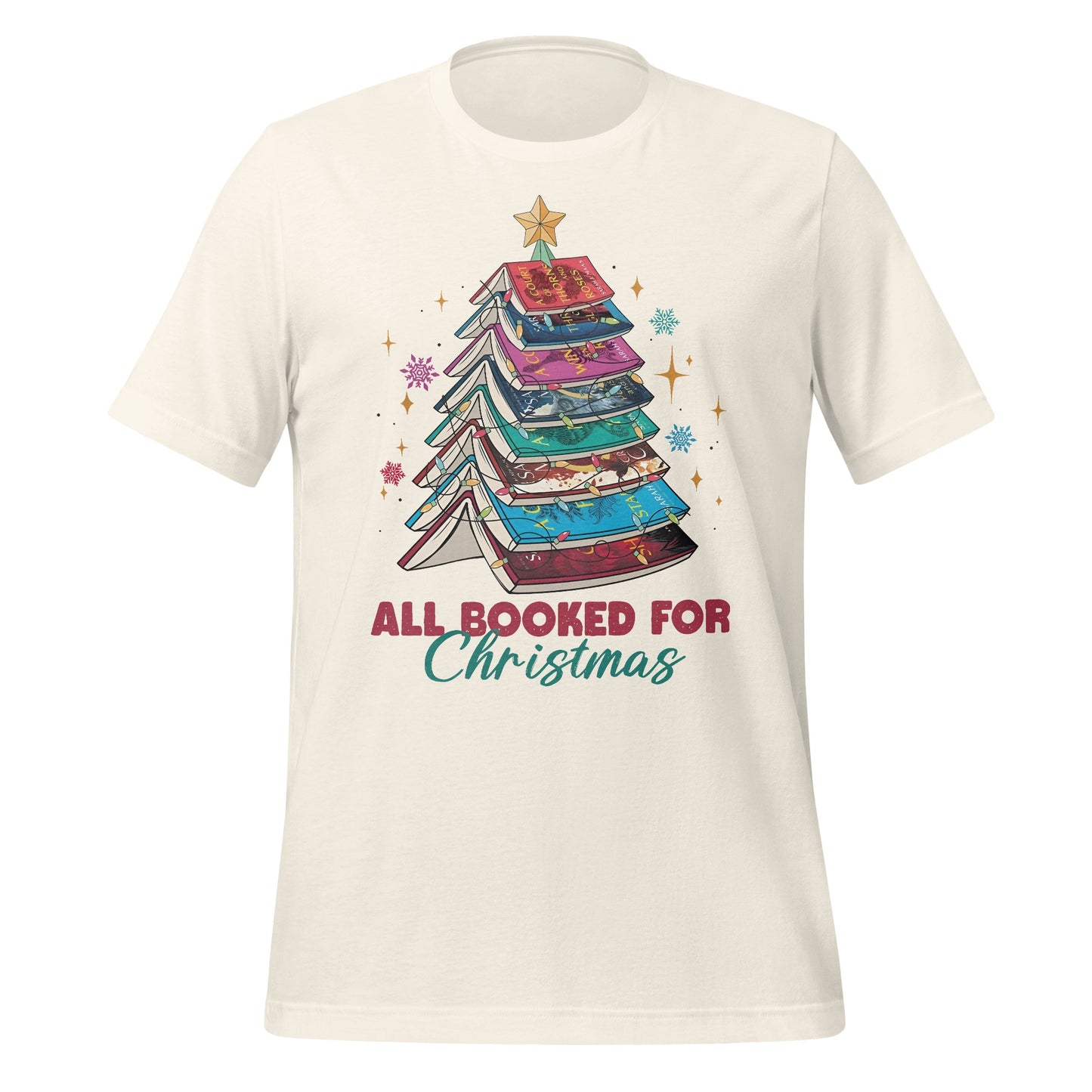 All Booked for Christmas Book Stack T-shirt