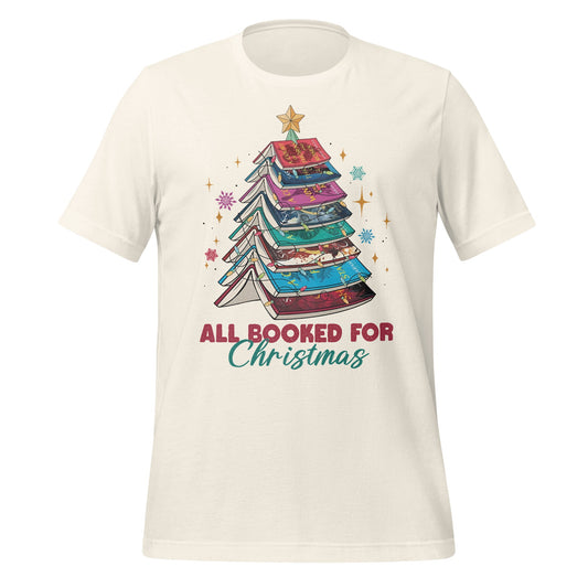 All Booked for Christmas Book Stack T-shirt