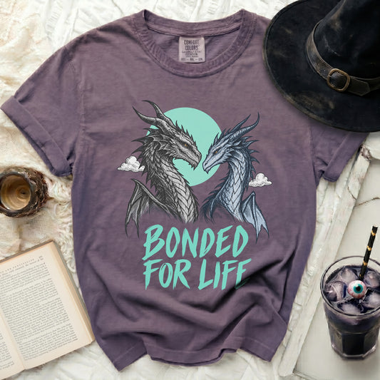T-shirt with two dragons and "Bonded for Life" text.