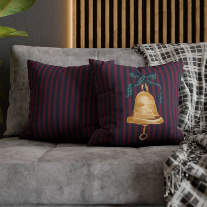 Holiday Bell and Striped Decorative Throw Pillows