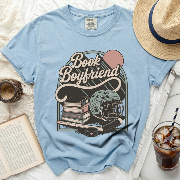 Book Boyfriend Hockey Love Tee in Chambray