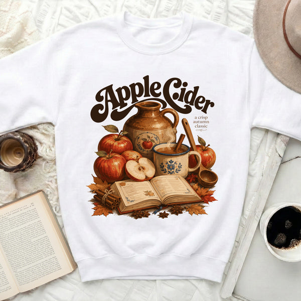 Vintage Apple Cider Sweatshirt in White