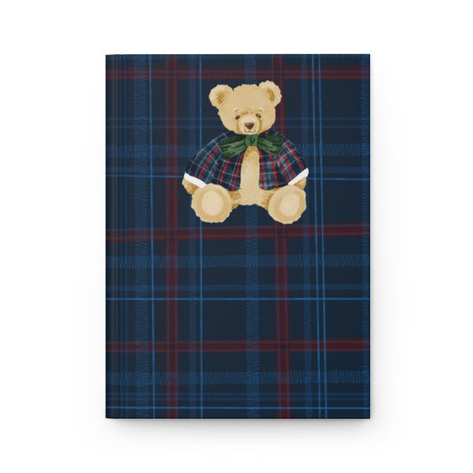 Cute Plaid Teddy Bear Design Hardcover Notebook