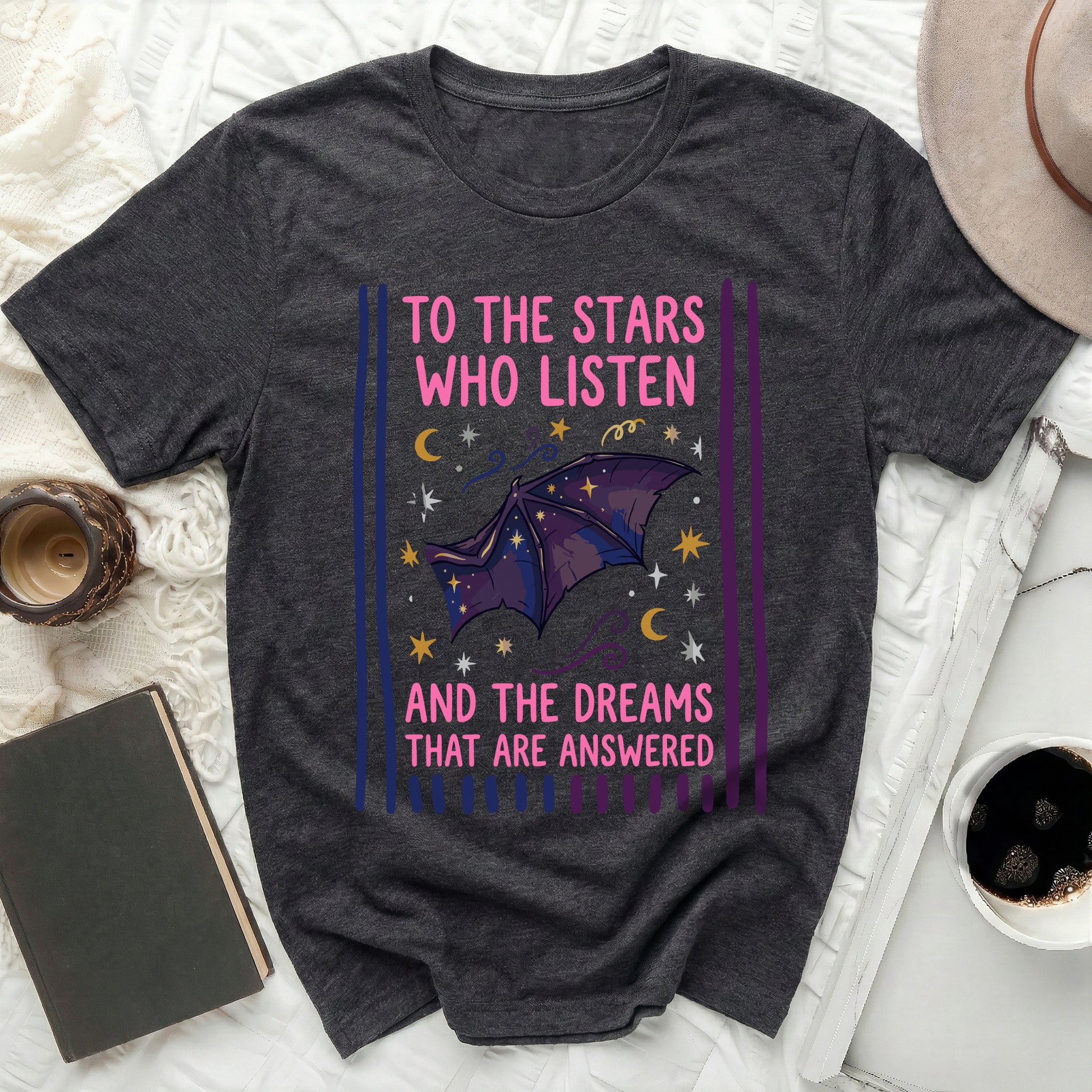 Stars Listen Dreams Answered Celestial Bat Design product type
Stars Listen,Dreams Answered,Celestial Bat,Cosmic Design,Night Sky Art,Inspirational Quote,Magical Creature,Fantasy Theme,Dark Aesthetic,Moon Stars,Graphic Print,Unique Design,Mystic Vibes,Dreamer Gift,Bat Wing Art,Galactic Design,Positive Affirmation,Whimsical Art,Spiritual Theme,Graphic Tee