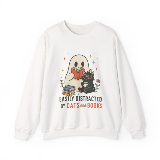 Easily Distracted By Cats and Books Sweatshirt product