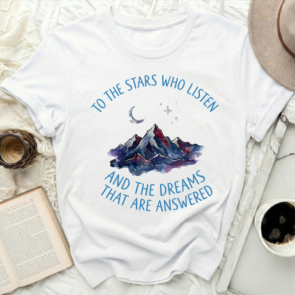 Mountain Moon Stars Tee in White