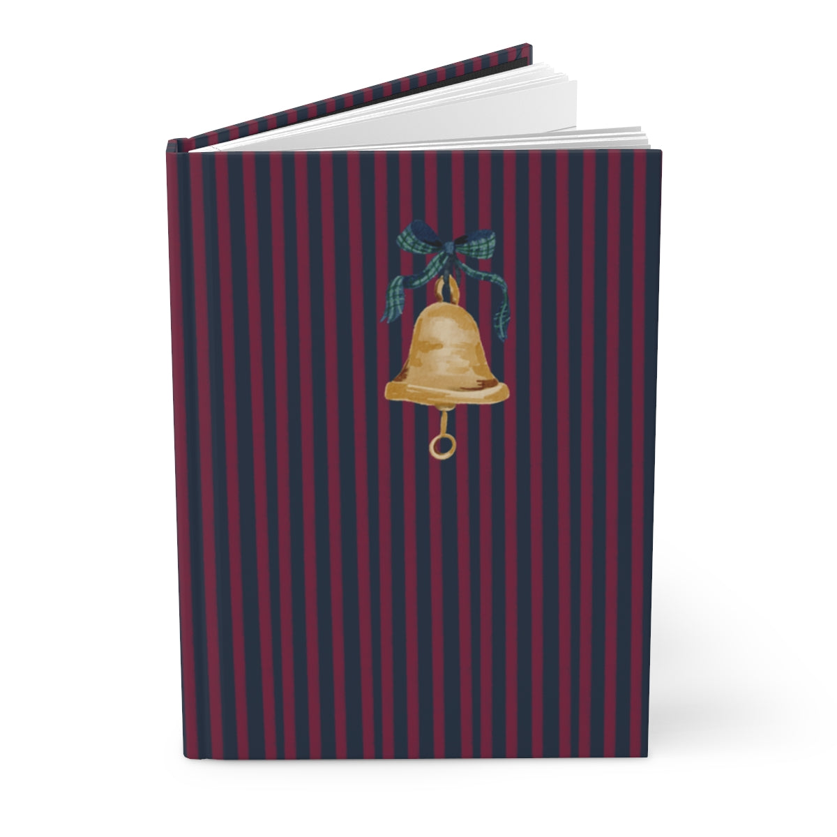Elegant Striped Journal with Gold Bell Design
