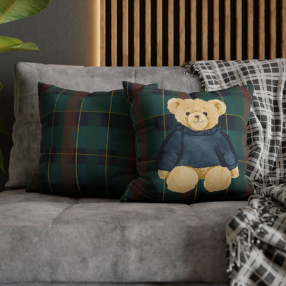 Cozy Teddy Bear Patterned Plaid Decorative Cushions