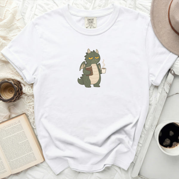 Bookish Dragon Tee in White