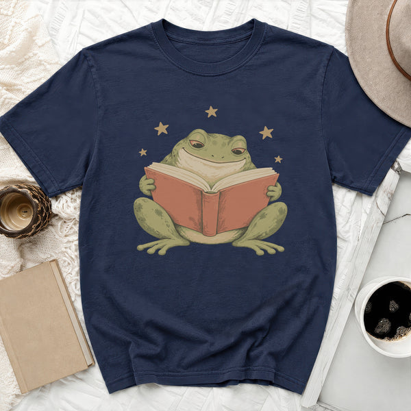 Bookworm Frog Tee in True Navy