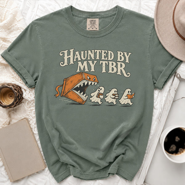 Haunted By TBR Tee in Moss