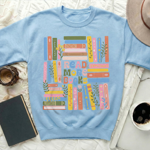 Vibrant Bookshelf Sweatshirt in Light Blue