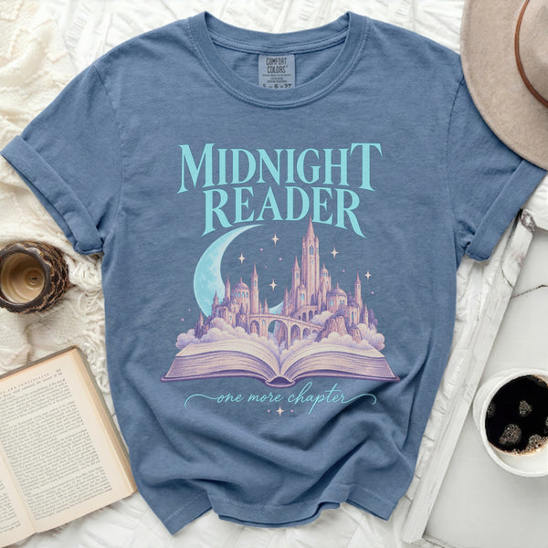 Midnight Reader Book Tee in Blue Jean