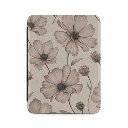 Coversleeve with sepia tone botanical floral sketch pattern on textured background.