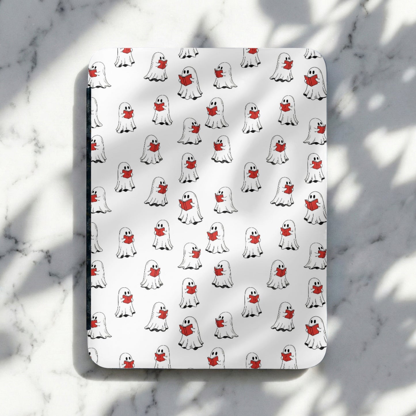 Cute Spooky Ghost Reading Book Pattern White Design product type