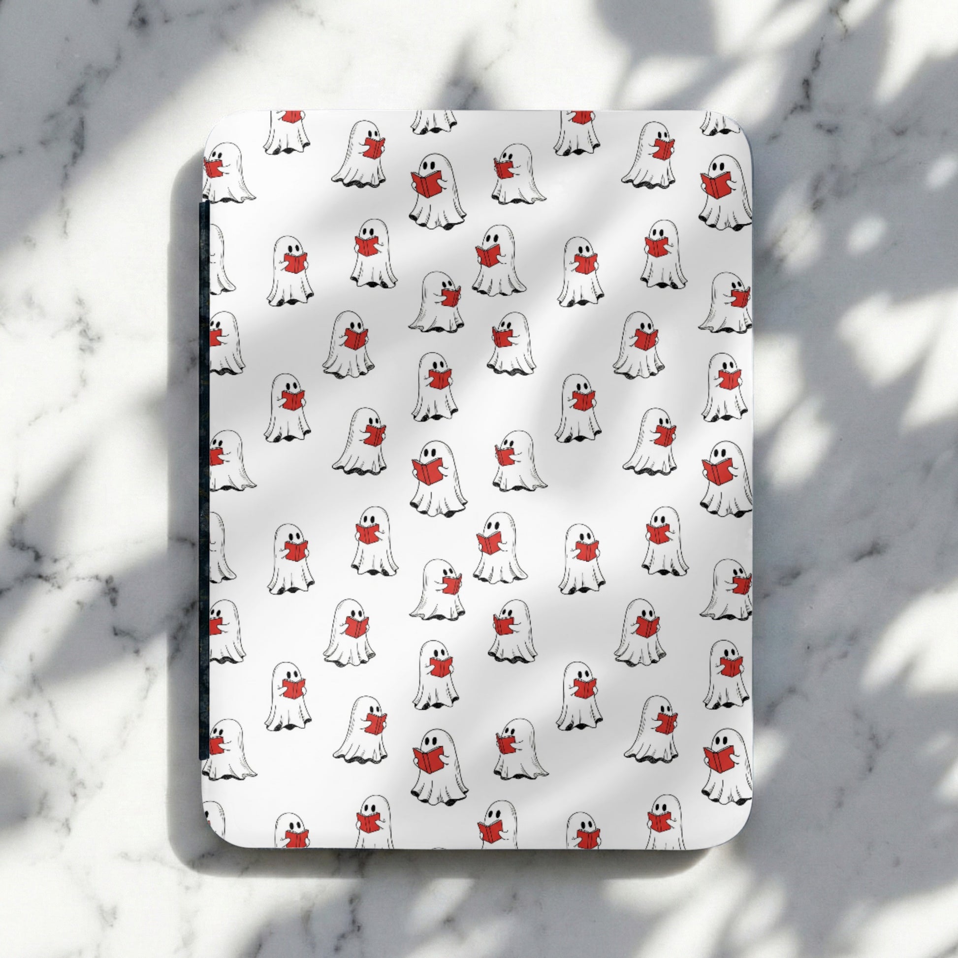 Cute Spooky Ghost Reading Book Pattern White Design product type