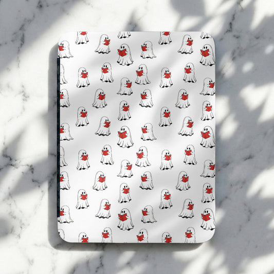 Cute Spooky Ghost Reading Book Pattern White Design product type