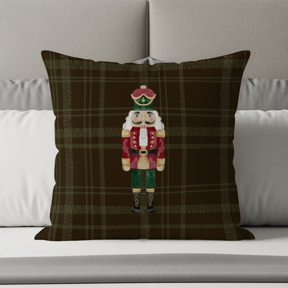 Nutcracker Decorative Cushion with Plaid Design