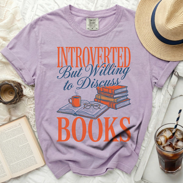 Introverted Book Lover Tee in Orchid