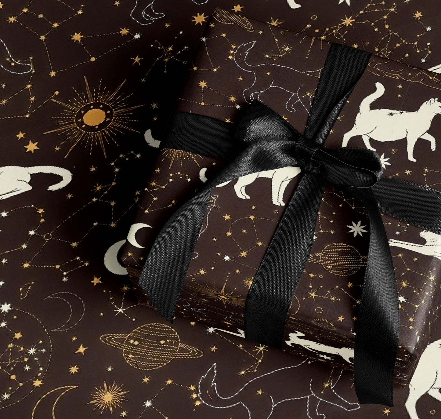 Celestial Cat Constellations and Stars Gift Wrap paper