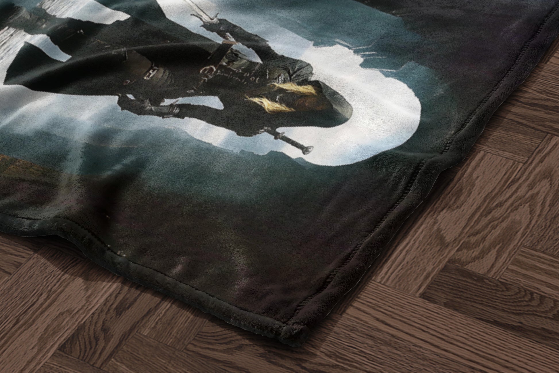 Mysterious Hooded Figure with Sword Blanket