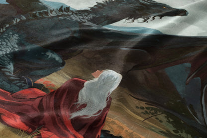 Woman Sitting by Dragon with Windswept Hair product