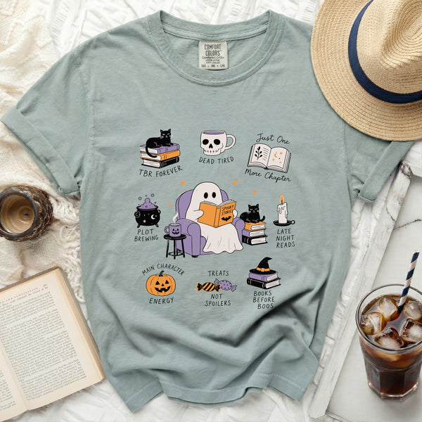 Cozy Ghostly Reads Tee in Bay