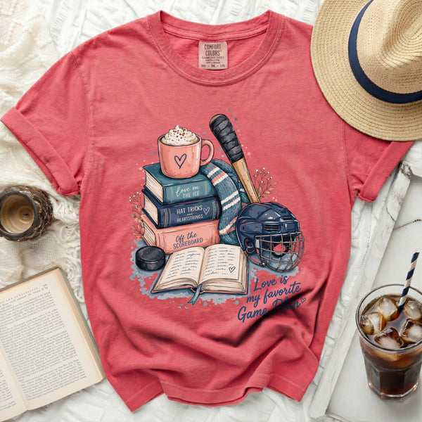 Love Is My Game Plan Hockey Tee in Watermelon