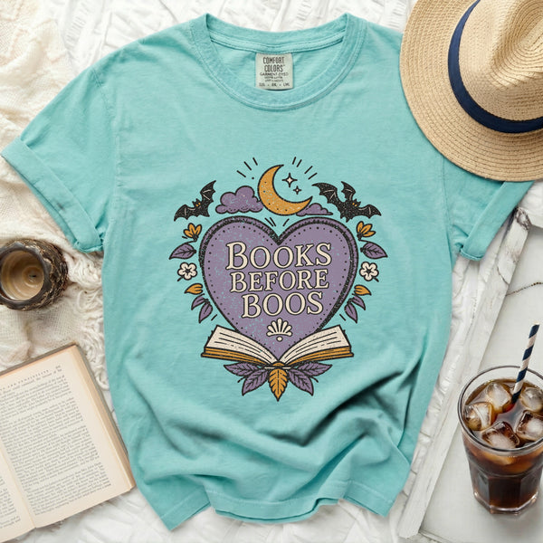 Books Before Boos Emblem Tee in Island Reef