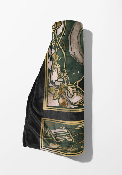 Artistic Abstract Design Green and Black Blanket