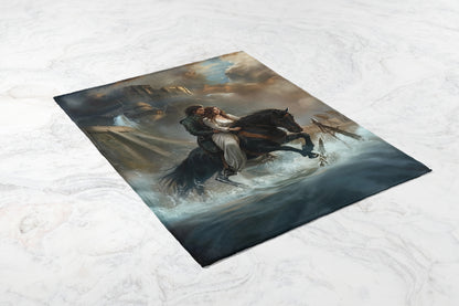 Epic Battle Scene with Majestic Horse Blanket
