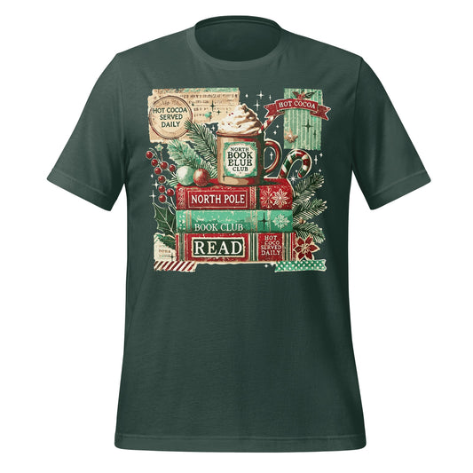 North Pole Book Club Hot Cocoa Christmas T-Shirt